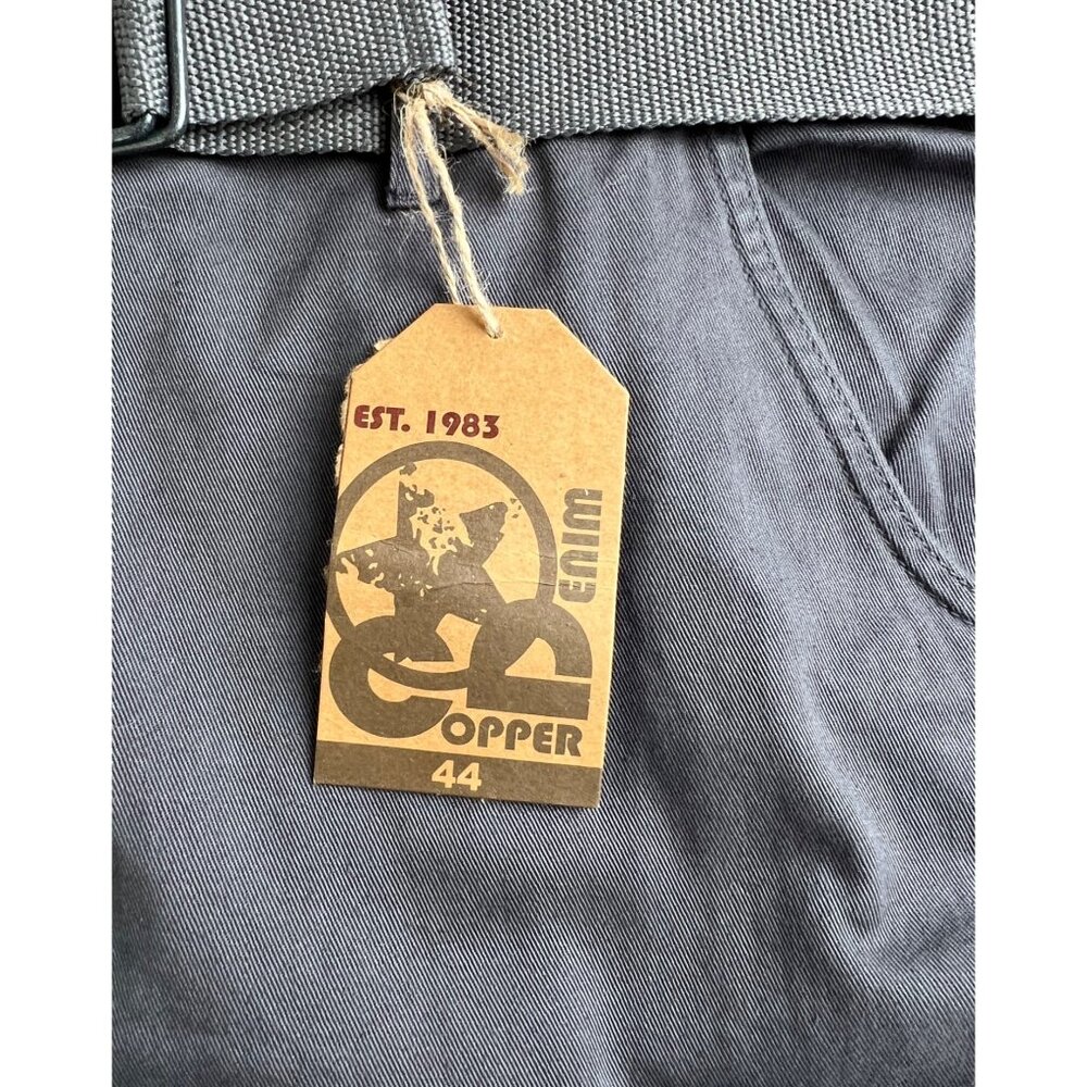 CD Copper Denim Mens Cargo Shorts Gray 100% Cotton With Belt Size 44 - Picture 10 of 14